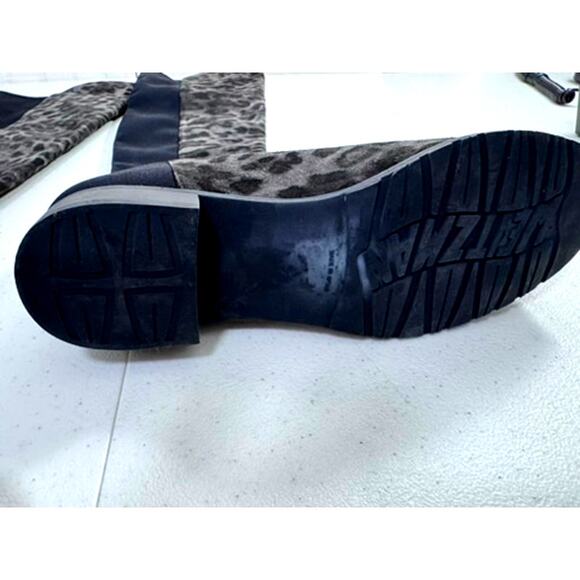 RARE!!"STUART WEITZMAN" Knee High, Leopard Print/Black Boots,Size 9.5, Slip On‎ - Picture 10 of 12